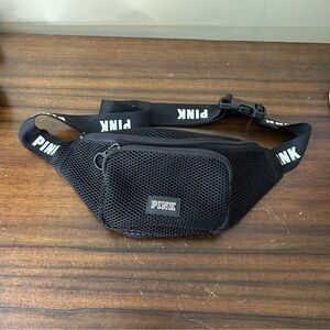 Pink Black Mesh Belt Bag